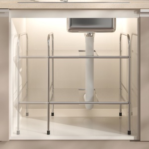 Estante Metálico Extensible de Doble Nivel, Ajustable en Ancho, Resistente, Moderno y Ahorrador de Espacio <span class=keywords><strong>para</strong></span> Organización <span class=keywords><strong>Debajo</strong></span> <span class=keywords><strong>del</strong></span> Fregadero - Product Image 3