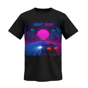 T-shirts néon rétro personnalisés: style Synthwave inspiré des années 80, designs tendance et attrayants pour tous les âges, entièrement personnalisables. - Product Image 2