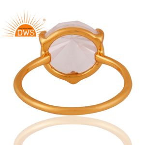 Anillo apilable de piedras preciosas de cuarzo rosa Natural chapado en oro de 18 quilates de plata de ley superventas, joyería para mujer, regalo para ella - Product Image 3
