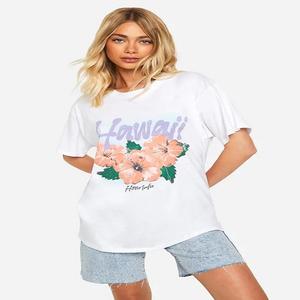 Camiseta de gran tamaño con gráfico de Honolulu para mujer de calidad superior, corte holgado para invierno, estampado personalizado en tela de punto - Product Image 1