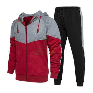 Survêtement d'hiver pour hommes élégant imprimé 2 pièces respirant polaire Jogging costume formation veste loisirs pantalon Polyester/coton - Product Image 1