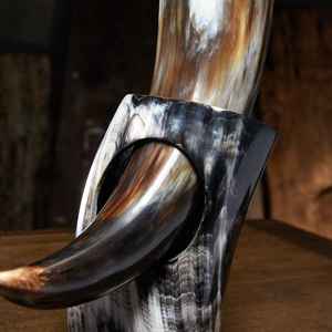 Cuerno vikingo grande personalizado para beber, ágata, cuerno de Búfalo, vaso de cerveza personalizado con soporte - Product Image 3