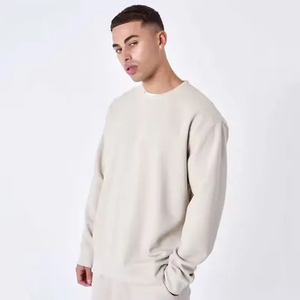 เสื้อสเวตเชิ้ตคอกลมแขนยาวทรงโอเวอร์ไซส์สำหรับผู้ชาย ขายส่งตามสั่ง สินค้าขายดีสำหรับฤดูหนาว สไตล์สตรีทแวร์ลำลอง ปักลายสีพื้น - Product Image 5