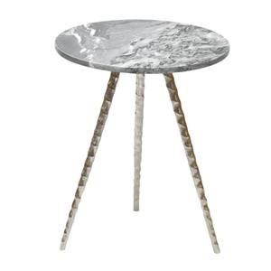 Table ronde en marbre et aluminium avec trois pieds Table basse ou d'appoint ronde en métal fini or pour meubles de maison - Product Image 6