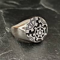 Bague pour homme en argent sterling 925, faite à la main, style steampunk, design géométrique mécanique, sans pierre, sans placage, cadeau idéal