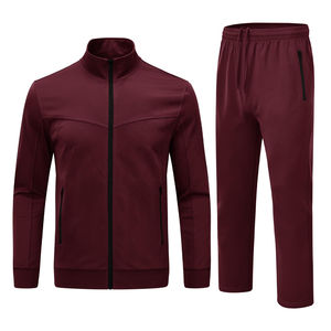 Survêtement à fermeture éclair avec logo personnalisé pour hommes et survêtement décontracté à fermeture éclair de couleur unie, respirant et à coupe décontractée, en vente en ligne - Product Image 1