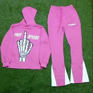 ชุดวอร์มผ้าฟลีซหนาสำหรับผู้ชายชุดวอร์มผ้าฝ้าย100% มีฮู้ดสองชิ้นชุดวิ่งสำหรับฤดูหนาว - Product Image 1