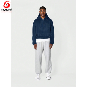 Sweat à capuche zippé évasé en coton pour homme, personnalisé avec logo, couleur unie, séchage rapide, style court et ample, en polaire épaisse, pour l'hiver, taille XS, vente en gros - Product Image 4
