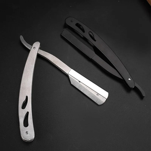 MORGANS INDUSTRIES Stainless Steel Handle Barber <b>Razor</b> with <b>Single</b> <b>Blade</b> for Bikini Face & Body Grooming-Male Use - Product Image 1