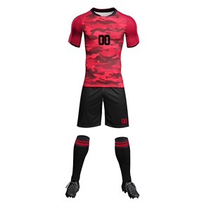 OEM Printed Football Uniform <b>Soccer</b> Kit 100% Polyester Breathable Fabric | Custom Team Jersey Shorts Set Quick Dry Lightweight - Product Image 5