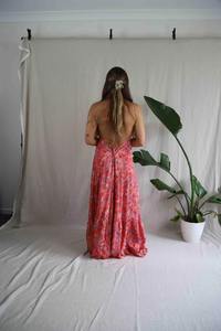 Robe de plage décontractée pour femmes Robe sans manches style vacances d'été Sexy col en v sangle robe mi-longue florale coton lin - Product Image 2