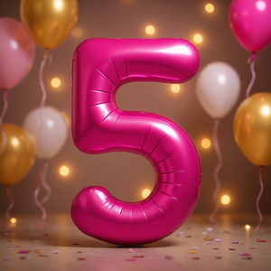 Palloncini Numero Party Love Fucsia N5 80cm Confezione da 12 pezzi - Product Image 3