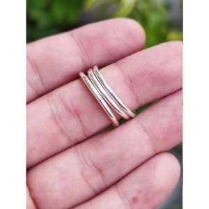 Handmade 925 Sterling Silver Minimalist Stacking <b>Ring</b> Bands Dainty Stackable <b>Plain</b> <b>Ring</b> Sets with Inlay Gift for the Minimalists - Product Image 2