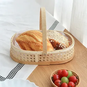 Meilleure vente panier en rotin et bois décorations pour la maison pour la cuisine salle de rangement moderne paniers à fruits ovales pour Table - Product Image 3