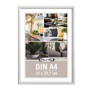 Simple Silver Photo <b>Frame</b> Double Sided Custom Size DIN <b>A4</b> Poster 21x29.7 cm Plastic <b>White</b> Picture <b>Frame</b> Square Shape Wood - Product Image 1