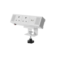 Système de distribution d'alimentation de bureau à fixation par pince OMNI, port USB-C, 13A, 2 prises, ABS, prise de bureau moderne, garantie 3 ans
