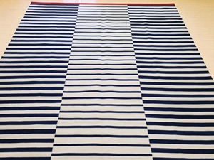 Tapis en coton biologique rayé à tissage plat, style moderne rectangulaire pour salon, usage domestique, lavable, avec support en caoutchouc - Product Image 3