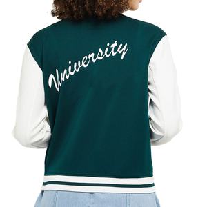 2025 Otoño Invierno manga de cuero Patchwork Top chaqueta de cuero de moda gran oferta talla grande personalizada con Logo chaqueta universitaria para mujer - Product Image 2