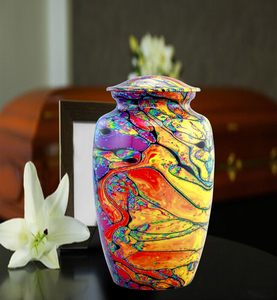 Cremation Urn for Ashes Handcrafted Tie Dye Urn Funeral and <b>Memorial</b> Cremation Urn for Human Ashes with Velvet Bag Large - Product Image 4
