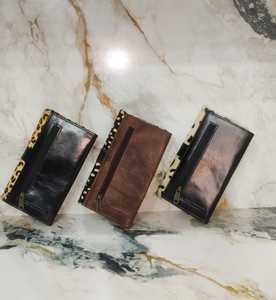 Caliente bohemio Vintage moda mujer Real hecho a mano Delgado Bifold cuero cremallera embrague cartera Animal estampado piel elegante Bakal bolsa - Product Image 3