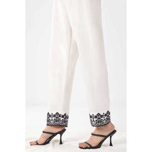 Pantalones de Cambray Blancos sin Costuras para Mujer, Bordados, Transpirables, de Cintura Media, Diseño para Verano - Product Image 4