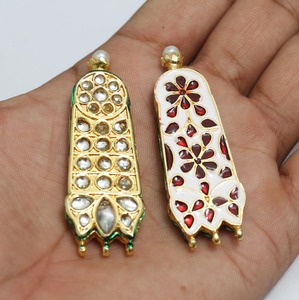 Conectores Meenakari Kundan Dorados Surtidos de 60x21mm, Aleación Duradera, Nuevos Componentes de Bisutería para Pendientes y Collares - Product Image 1