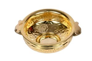 Los cuencos con estampado de flores doradas de latón náutico se pueden servir con verduras, ensalada de cuajada, desierto, Dal Curry, muy duradero - Product Image 4