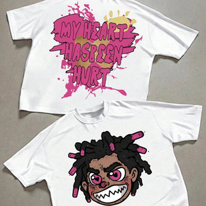 Camiseta de algodón y poliéster de gran tamaño personalizable con pegatinas en la parte delantera y trasera que sirven como lienzo en blanco - Product Image 1