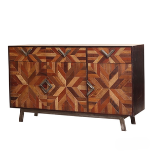 Buffet de cuisine ou de salle à manger en teck massif, style moderne du milieu du siècle, rustique, fait à la main, grand meuble de rangement avec 6 tiroirs - Product Image 2