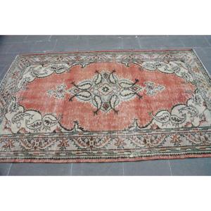 Grand tapis turc 5x8,3 pieds, tapis oriental rouge beige en laine - Product Image 4