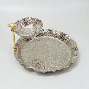 Nouvel arrivage Bol à croustilles et trempette avec qualité supérieure Couleur argent Style antique à 2 niveaux pour la maison Hôtel et restaurant Table - Product Image 1