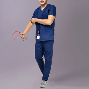 ชุดสูทขัดผิวสำหรับผู้ชายชุดเครื่องแบบพยาบาลและแพทย์คอตั้งแขนสั้นระบายอากาศได้ดี - Product Image 2