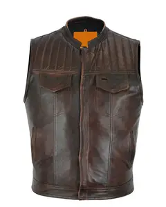 Custom Outdoor Motorcycle Racing Western Ultra Soft Lambskin Leather Vest Men Biker Vest Solid Color Wholesale Best Price