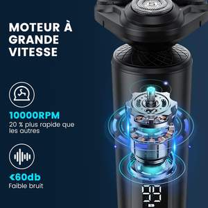 Rasoir électrique pour homme avec longue autonomie, triple lame rotative, rasage humide/sec, tondeuse portable, écran LED, verrouillage, étanche - Product Image 3