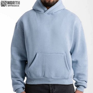 Sweat à capuche baggy avec logo personnalisé sans ficelle Sweat à capuche court en coton éponge de haute qualité 100% pour hommes Sweat à capuche épais - Product Image 5