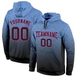 Sudadera con capucha personalizada cosida azul claro negro-Rosa desvanecimiento moda deportes pulóver - Product Image 1