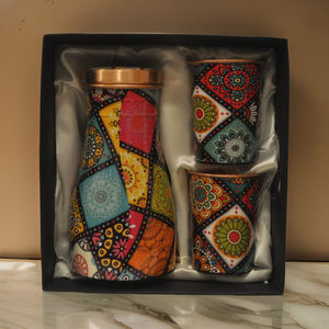 ขวดน้ำทองแดงบริสุทธิ์มาใหม่วินเทจขวดน้ำ100% กันรั่วพร้อมแก้ว2ใบออกแบบได้ตามต้องการสำหรับขวดน้ำโอ๊ะข้างเตียง - Product Image 5