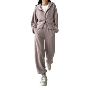 Women's Plus Size Eco-Friendly 100% Cotton Fleece Lightweight <b>Tracksuit</b> Set Solid Pattern Winter Activewear Sweatsuit Hooded - Product Image 1