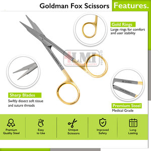 Ciseaux chirurgicaux Goldman Fox incurvés 13 cm en acier inoxydable – Kit d'instruments de haute qualité pour une coupe précise et fluide - Product Image 4