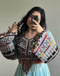 Haute qualité dentelle Afghani robe femmes OEM Original afghan Kuchi traditionnel broderie conception décontracté genou-longueur Vintage a-ligne - Product Image 5