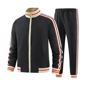 Conjunto deportivo para hombre con cremallera, chaqueta y pantalones de poliéster, transpirable, ligero, informal, para fitness y uso diario. - Product Image 2