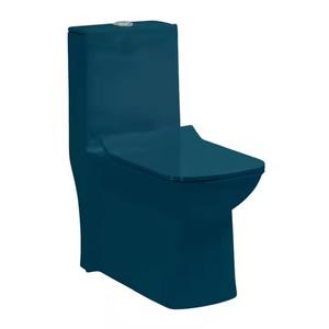 Vistaar Ceramics Athos Blue Model-Armario de agua de cerámica moderno montado en el suelo, inodoro de una pieza sifónico - Product Image 1