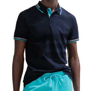 T-shirts polo personnalisés en coton doux de haute pureté Chemises polo Slim Fit anti-rides pour hommes avec logo personnalisé - Product Image 2