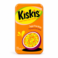 Bonbons à la menthe sans sucre KisKis, saveur fruit de la passion, pour une haleine fraîche, en boîte métallique portable, très demandés