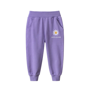 Pantalon de sport décontracté en molleton à motifs de couleur unie imprimé bonbon Vente en gros de pantalons de survêtement d'hiver en coton doux pour les tout-petites filles - Product Image 5