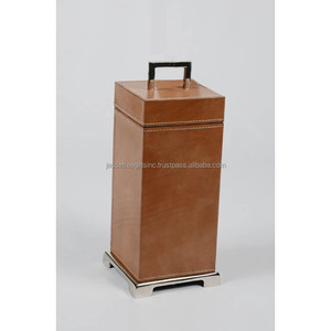 Boîte de rangement en métal faite à la main avec finition polonaise et forme carrée de collage du cuir excellente qualité pour l'organisation et le stockage - Product Image 3
