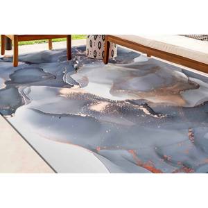 Alfombra de Mármol Gris y Dorado: Diseño Moderno con Tinta de Alcohol, Alfombra Delgada No Tejida - Product Image 2