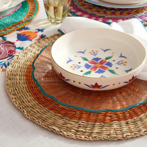 Woven Orange <b>Seagrass</b> <b>Placemat</b> Sustainable Table Mat For Daily Dining And Home Decor <b>Placemats</b> And Coasters At Best Price - Product Image 4