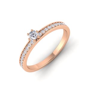 Anillo de Diamante Cultivado en Laboratorio con Corte Brillante y Engaste de Bisel Chapado en Oro, Regalo de Aniversario, Compromiso o Boda, Moderno y Romántico para Mujer - Product Image 5