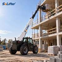Chariot élévateur télescopique de 3 tonnes et 10 m avec fourches à palettes pour le levage de palettes de briques sur chantier et la livraison de matériaux en étages supérieurs